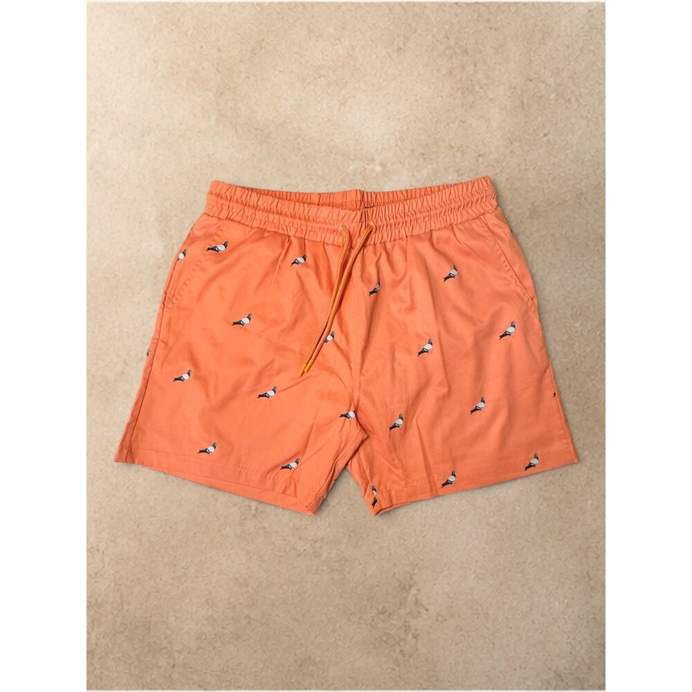 Staple Pigeon Swim Trunks Men’s Medium Peach All Over Pigeon Print NWT